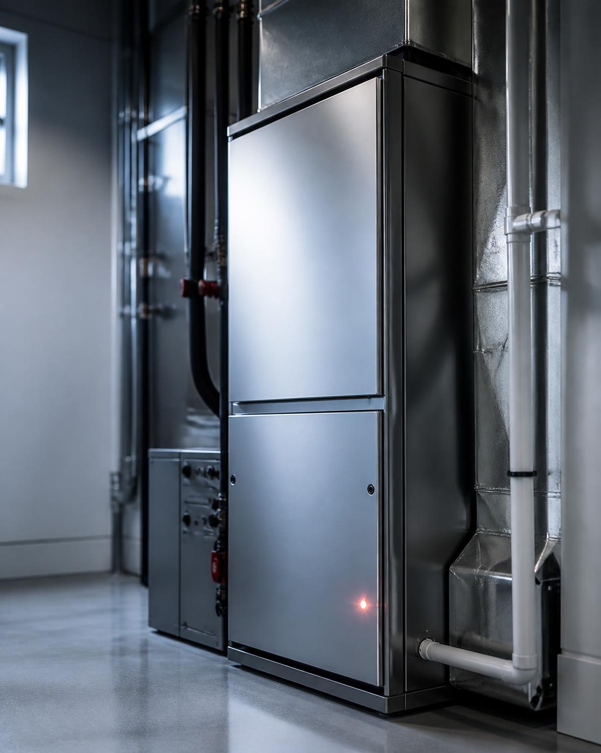 Clean modern furnace installation